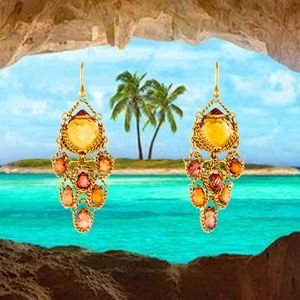 SOLD - Anthony Nak Orange Sapphire 18K Gold Earrings